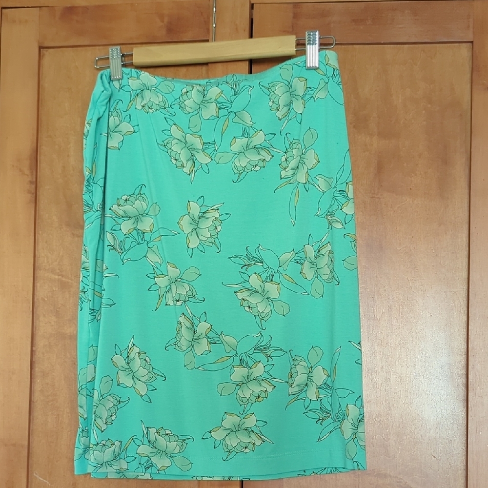 J. Jill Green Pencil Stretch Pull On Skirt Medium Petite